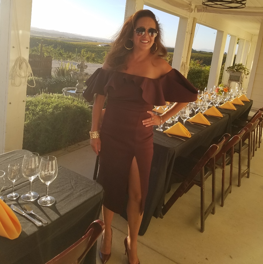 ASOS Off Shoulder Wine Dress
